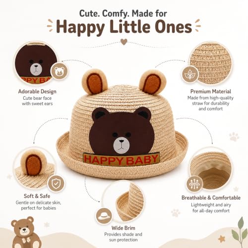 Image of VRITRAZ Baby Boy's and Girl's Kids Children Cute Printed Cartoon Gift Summer Fancy Dress Straw Fasion Hat Cap 1