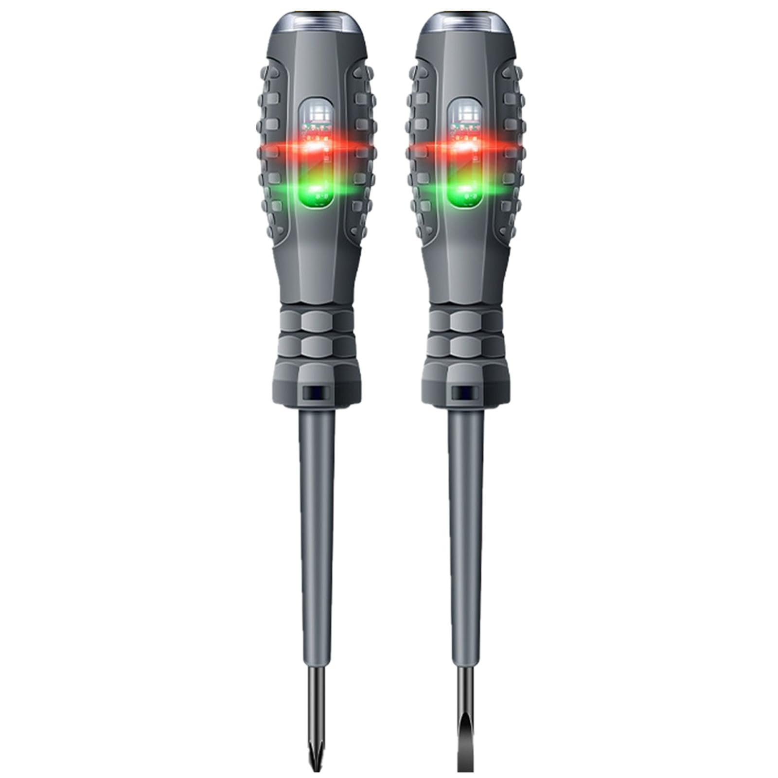 2-in-1 High Torque Strong Magnetic Screwdriver Electricity Detector, High Torque Alloy Dual Light Color Light Measuring Electric Pen, 12V-220V Non Voltage Detector Electric Tester (F+C)