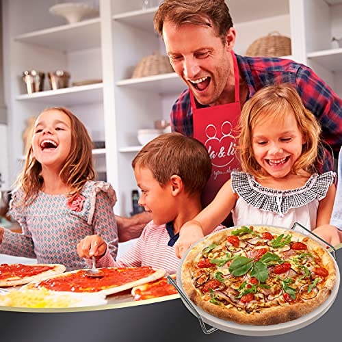 La & Li Pizza Stone For Grill And Oven - 13" Ceramic Round Oven Pizza Stone Set With Multipurpose Rack With Handles, 6 Plates, & Apron - Pizza Stone For Oven For Baking, Pizza, Bread, Cookies, & More #TOP7