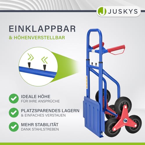 Foto von Juskys Treppensackkarre klappbar - Treppensteiger mit Hartgummireifen & Stahlrahmen - Sackkarre für Umzug & schwere Gegenstände Treppenkarren