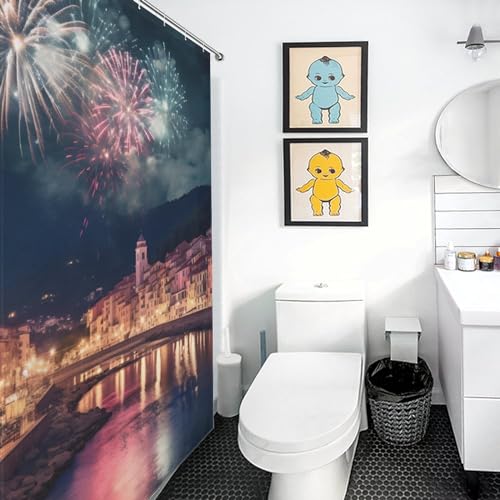 Rideau de douche imperméable feux d'artifice pour éviter l'eau sur le sol de bain