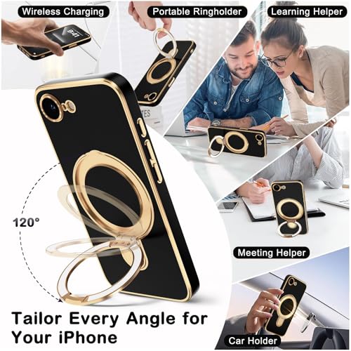 Amzfield Magnetic for iPhone 16e/17e Cute Black Phone Case with Stand by Amzfield - Used condition - Image 4