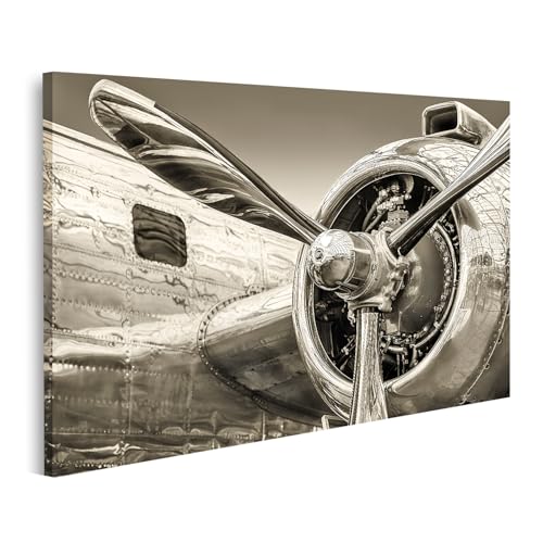 islandburner Bild auf Leinwand Altes Flugzeug Propeller und Motor Detailaufnahme Bilder Wandbilder Poster