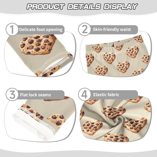 Heart Chocolate Chip Cookies Girls Leggings,Workout Leggings for Girls Toddler Athletic Leggings Size for 3-10T3
