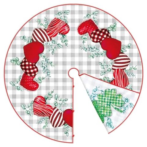 VioraWhite Valentine's Day Tree Skirt 36 Inch Reversible St. Patrick's Day Christmas Tree Skirt Home Decor Love Hearts Shamrock Festival Tree Skirts Double-Sided Print Mat for Tree Party Decoration Cover