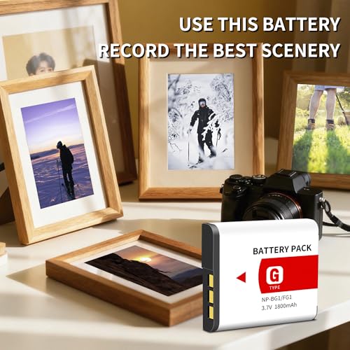 SUGUBU 2-Pack NP-BG1 NP-FG1 BG1 Battery(1800mAh) and LCD Charger for Sony DSC-H10 H20 H50 H55 H70 H90 DSC-HX9V HX10V HX20V HX30V DSC-W90 W100 W120 W130 W150 W170 W200 W210 W215 W220 W230 W270 W290 by SUGUBU - Image 8