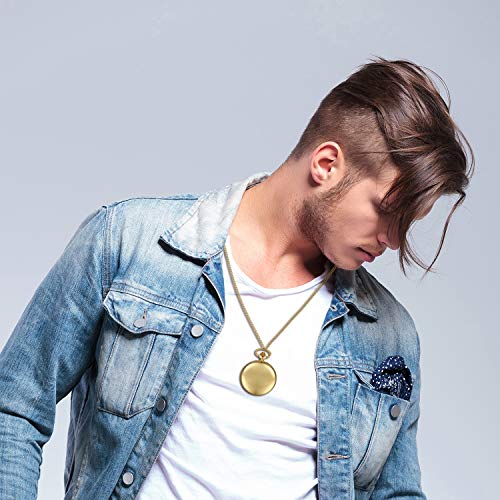 JewelryWe Zegarek kieszonkowy biała koperta ze stali nierdzewnej cyferblat arabski łańcuszek na prezent kolor srebrny czarny spersonalizowany grawerunek zdjęcie, Złoto, Klasyczny