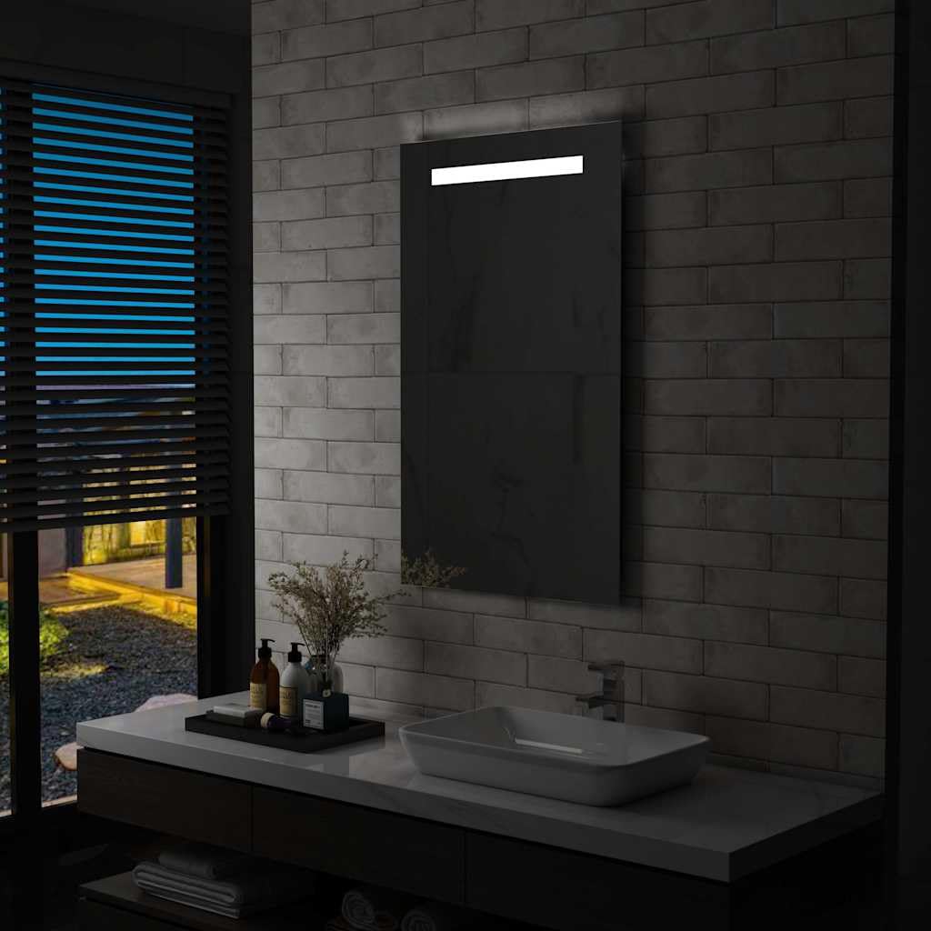 Badezimmer-Wandspiegel mit LEDs 60x100 cm, Aluminiumrahmen, IP44 Schutz, beleuchtet für Kosmetik und Rasur, inklusive Befestigungsmaterial, ideal für Bad, Flur und Schlafzimmer