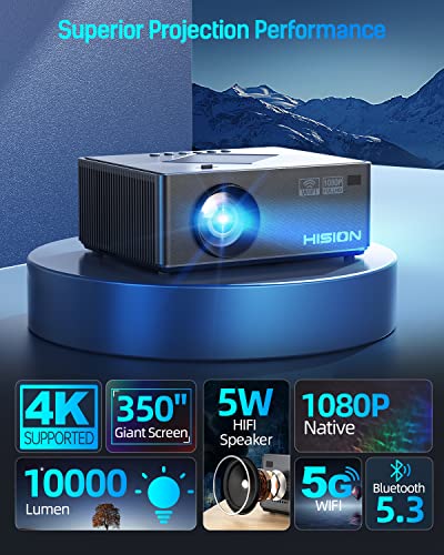 Projector 4K With Wifi And Bluetooth - Hision 5G Wifi Bluetooth Projector Full Hd 1080P Movie Gaming 10000L Outdoor Video Home Theater Tv Projector Compatible With Tv Stick Phone Laptop Pc Ps5 #TOP6