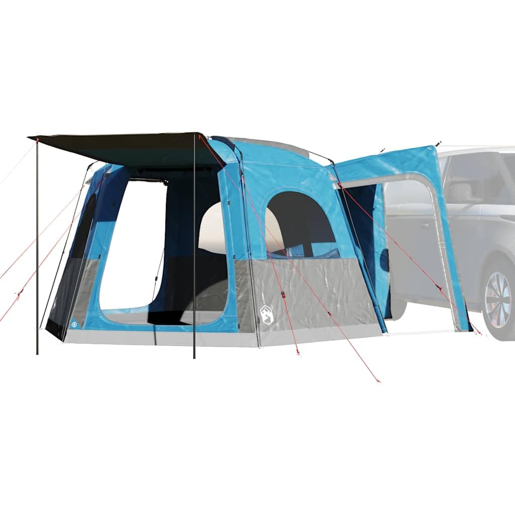 Tenda per auto 4 persone impermeabile verde, facile da montare accessorio da campeggio per auto con rivestimento in poliestere PU e cuciture nastrate per interni asciutti.