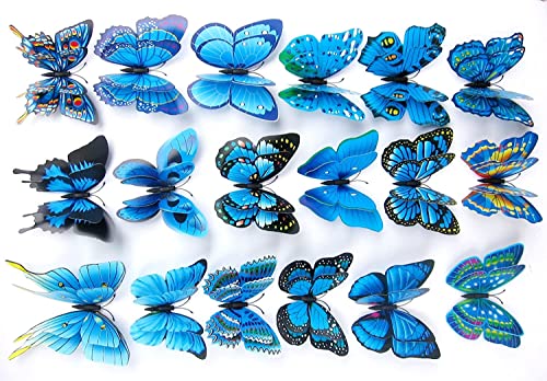 Image of JAAMSO ROYALS Blue 3D Magnet Butterfly Stickers - Decoration Items, Butterflies for Wall (Set of 12)