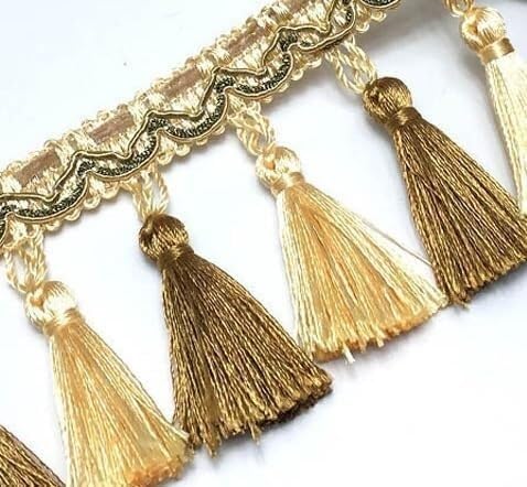 Perles et pompons en dentelle pour décoration d'intérieur, 10 mètres de long pour rideaux, couleur marron clair, idéal pour les travaux manuels et les projets personnels
