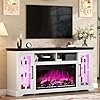 70 Farmhouse Large Fireplace TV Stand for 80 Inch TV LED Media Entertainment Center with 37 Fireplace Rustic TV Console Storage Cabinet with Adjustable Shelf for Living Room Antique White
