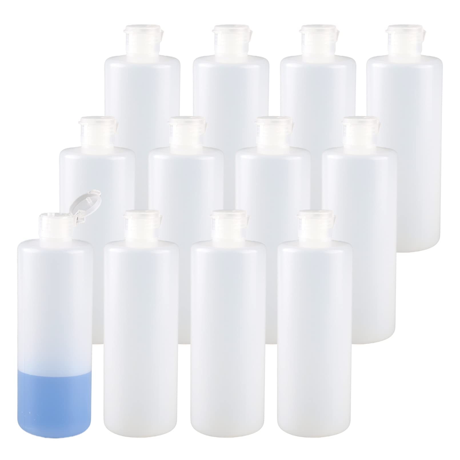 24 Pezzi Flaconi Vuoti di Plastica 400ml, Bottiglie di plastica HPDE con Tappo Flip Top, Flacone Rotonde Dosatore, Contenitori per Cosmetico, Bottiglie da Viaggio