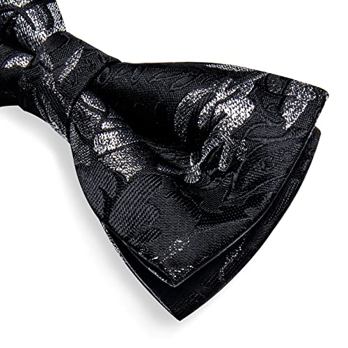 Image of DiBanGu Pre-Tied Bow Ties for Men Silk Adjustable Tuxedo Bowties Pocket Square Cufflinks Set with Lapel Pin Jacquard Woven