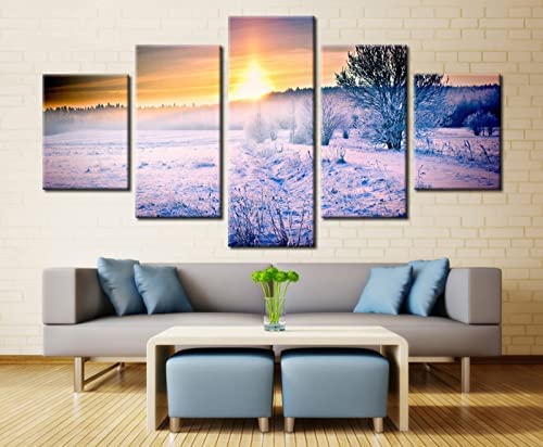 Tableau moderne paysage d'hiver impression HD grand cadre 200x100