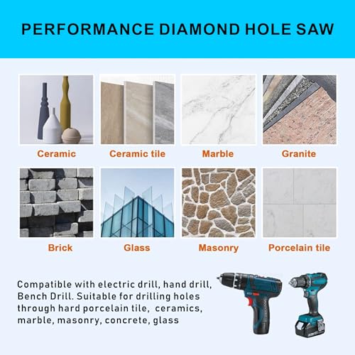 Image of TurstAid Diamond Hole Saw 1-3 /4 Inch with Pilot Guide Drill Bit - Performance Diamond Tile Hole Saw for Porcelain, Glass, Marble, Ceramic