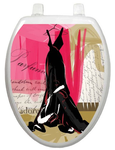 Toilet Tattoos, Toilet Seat Cover Decal, In Vogue, size Elongated