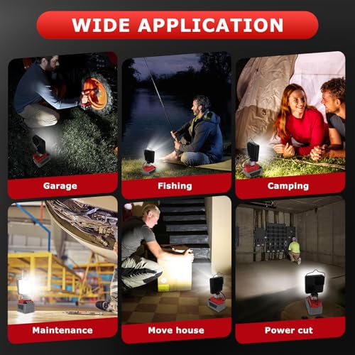 Image of 112W 11200LM LED Work Light for Milwaukee m18 18v Battery - Cordless Work Light w /USB & Type C Charging Port 180 Adjustable Angle Portable Flood Light Flashlight,Fathers Day Tool Gifts for Men Dad