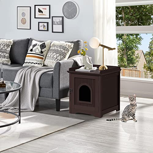 Yaheetech Cat Litter Box Enclosure, Cat Litter Box Furniture Hidden Cat Washroom, Indoor Crate Decorative Cat House Pet… - Image 3