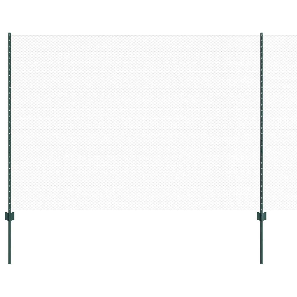Outdoor Garden Fence Panel with Posts 1.6 x 50 m Green Steel PVC Easy Assembly Privacy Screen for Terrace Patio Boundary