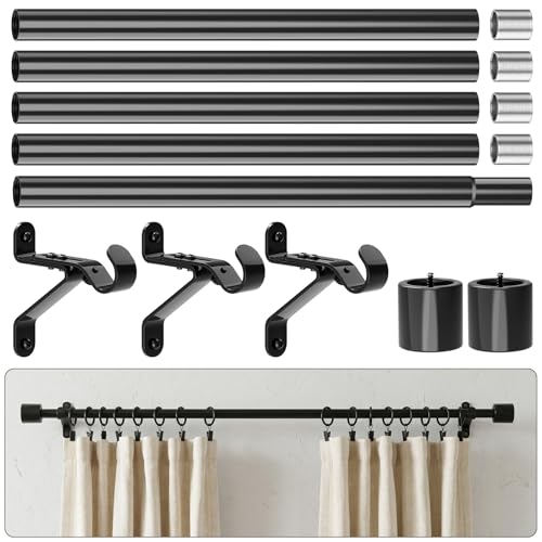 Curtain Rods for Windows 32-90", 1 Inch Heavy Duty Adjustable Drapery Pole | Matte Black Metal Window Treatment Set with Wall Brackets for Bedroom, Living Room, Sliding Glass Door - image 1