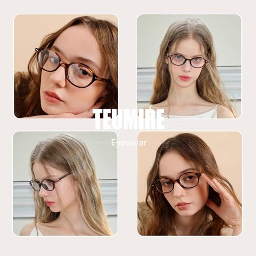 Image of Vintage Round Glasses for Men Women Retro Oval Blue Light Glasses Fake Nerd Eyeglasses