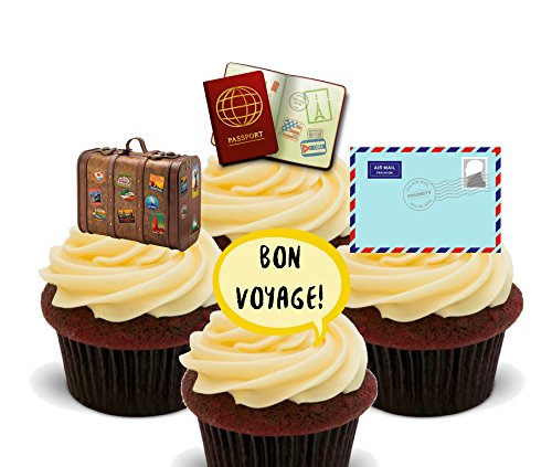 Décorations comestibles pour cupcakes motif Bon Voyage Made4You , Pack of 12