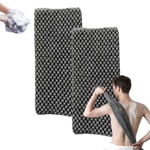 Serviette De Douche Exfoliante Ecovia – Gant de Gommage en Fibre de Bambou et Charbon Actif, Exfoliation Douce du Corps, Accessoire Bain (Grau 2)