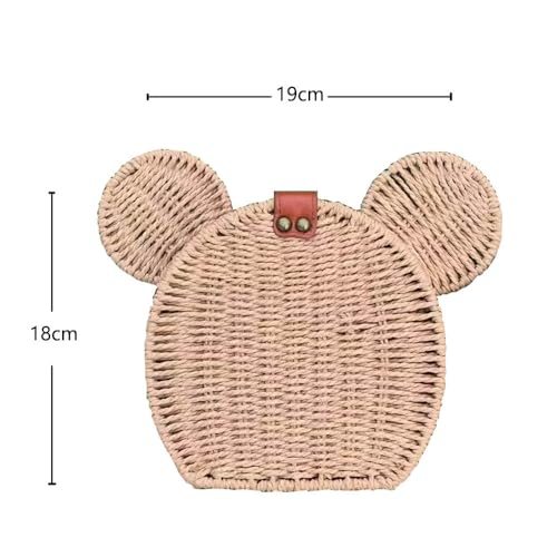 EXIGENT Kawaii Rattan Straw Shoulder Crossbody Bag Purse Cute Women's Handbag2