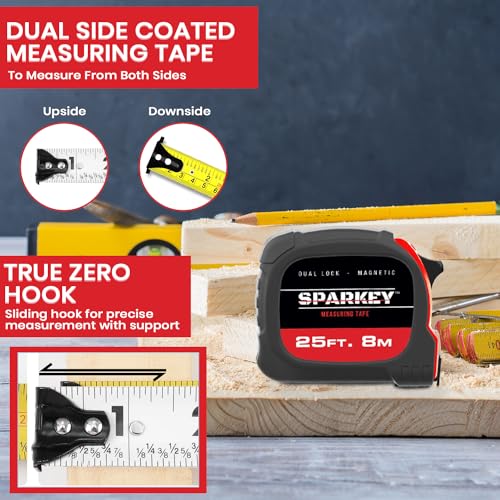 Cinta Métrica Retráctil 25ft/8M con Gancho Magnético Sparkey miniatura 4