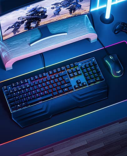 havit Mechanische Tastatur, Gaming Tastatur und Maus Set, RGB Hintergrundbeleuchtung QWERTZ (DE-Layout), Makro-Tastatur mit Handballenauflage, 4800DPI RGB Wired Gaming Maus mit 7 Tasten (Schwarz) - Image 7