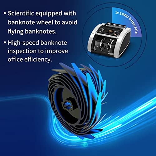 Aneken Money Counter Machine Usa/Eur Upgraded, Uv/Mg/Ir/Dbl/Hlf/Chn Counterfeit Detection, Auto & Manual Mode, Add & Batch Modes, Free Lcd Display/Glass Fuse/Straps/Cleaning Brush（2-Year Warranty） #TOP1