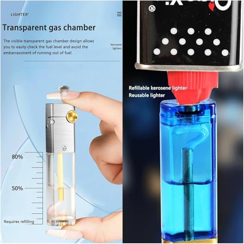 Encendedor retro de queroseno con cuerpo transparente miniatura 6