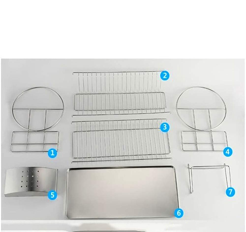 Égouttoir à vaisselle en acier inoxydable avec plateau d'égouttement amovible – Égouttoir à vaisselle pour comptoir de cuisine peu encombrant (42 x 19 cm) – Organiseur de cuisine durable et élégant