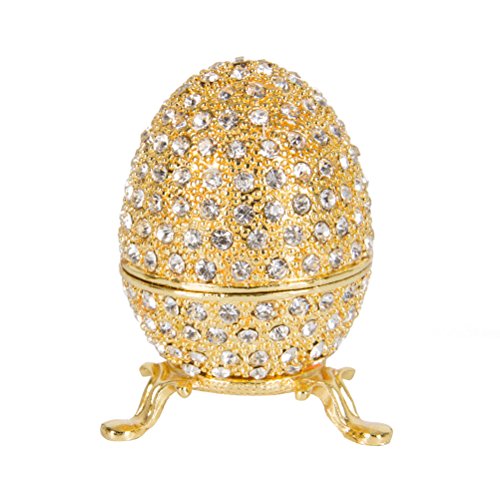 QIFU Small Golden Easter Egg Decorative Trinket Box Hinged Unique Gift for Family