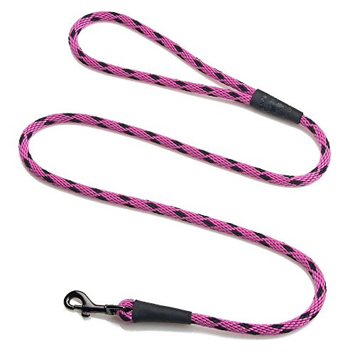 Mendota Pet Snap Leash - British-Style Braided Dog Lead, Made in The USA - Black Ice Raspberry, 1/2 in x 4 ft - for Large Breeds
