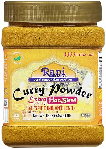 Rani Curry Powder EXTRA HOT (11-Spice Authentic Indian Blend) 16oz (1lb) 454g PET Jar ~ All Natural | Salt-Free | Vegan | No Colors | Gluten Friendly | NON-GMO | Indian Origin