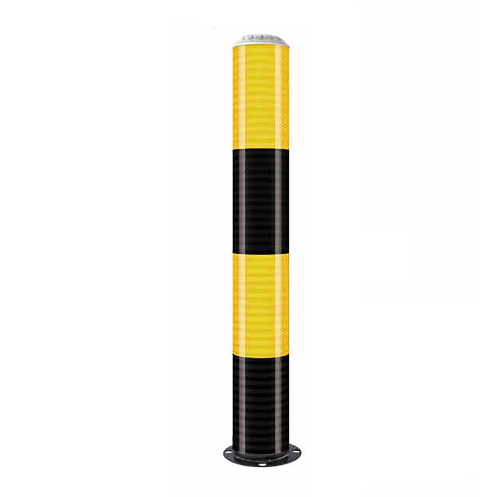 SGKOMN Heavy-Duty Steel Bollards - Reflective Safety Parking Posts with Anchor Bolts, High Visibility Security Barriers, Perfect for Traffic Control, 1pcs-Yellow