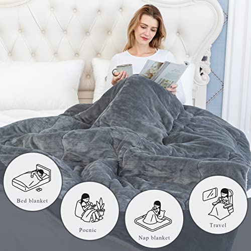 CHOSHOME Sherpa Fleece Throw Blanket- Thick and Warm Blanket for Winter, Soft Fuzzy Plush Throw Size Blanket for Couch, Bed - (50" x 70", Grey)