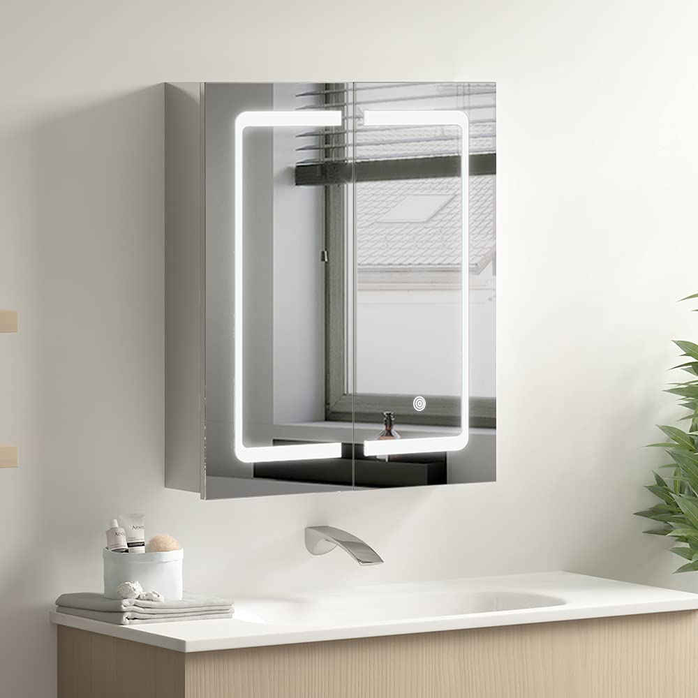 Specchio Luci LED ELEGANT 50x70 Cm Con Antiappannamento E Presa Rasoio – Touch Control E IP44