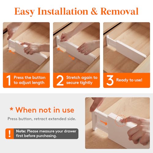 Image of Lifewit 4 inch High Upgrade Drawer Divider, Adjustable Drawer Organizer Clothes