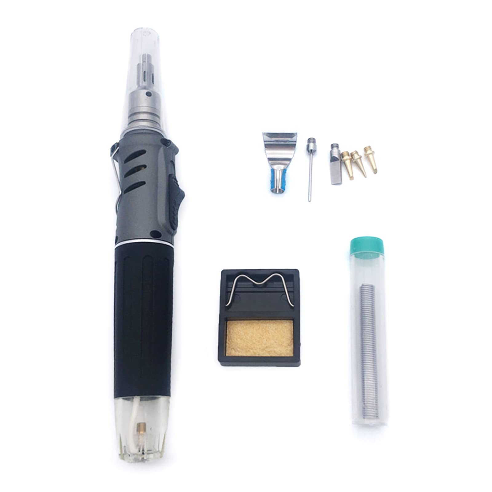 Hdoytxxm Silver Soldering Iron Kit 10 In 1 Portable Cordless Welding Solder Torch Heat-Gun Interchangeable Pen Tips Soldering Iron Kit