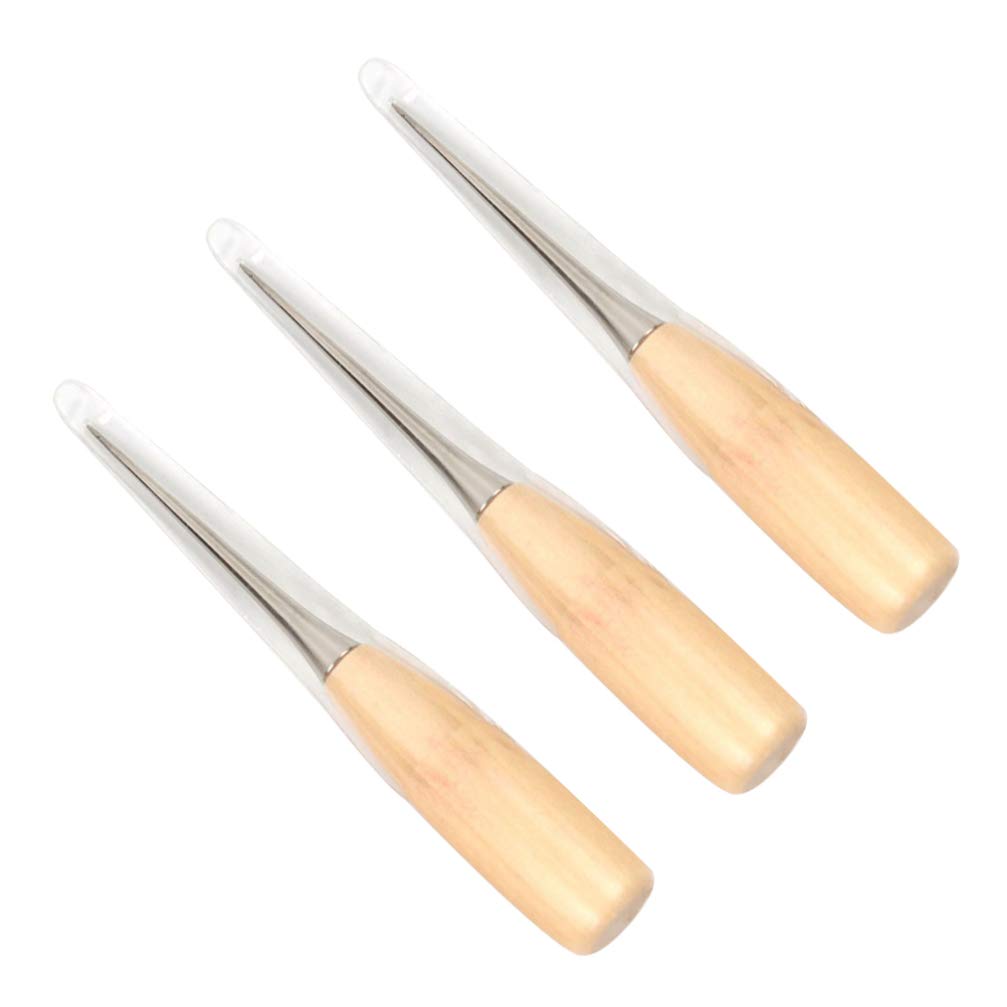 Set De 3 Poinçons à Coudre Healifty - Manche En Bois Pour Cuir, Toile, Tissu - Outils Réparation DIY