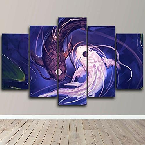 Impression sur toile moderne Yin Yang - Décoration d'intérieur triptyque poisson Koi
