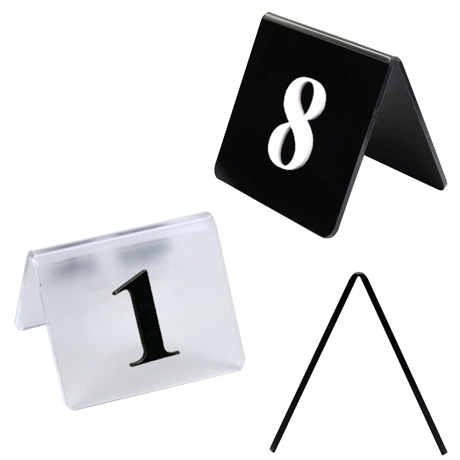 Placa de tarjetas de restaurante número 1 a 100, tarjeta de número de mesa de acrílico digital 3D, placas de carteles esmeriladas transparentes/negras, para recepciones, banquetes, cafeterías, hotel