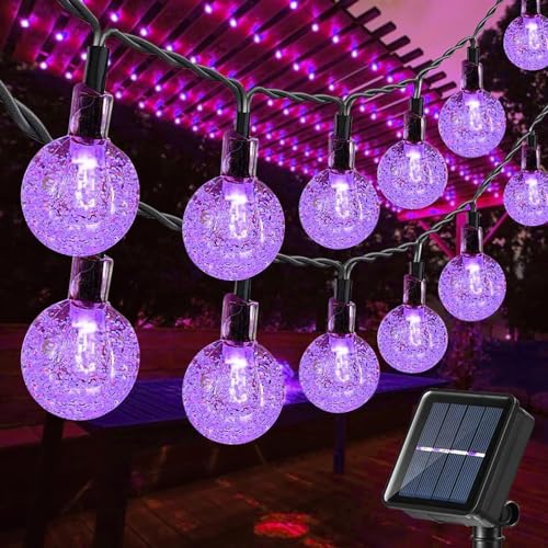 Toodour Solar String Lights Outdoor 36ft 60 LED Globe String Light with 8 Mode Waterproof Crystall Ball Lights Solar Patio Lights for Garden Lawn Patio Gazebo Yard Outdoor Decor - Purple