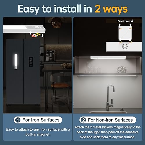Image of Under Cabinet Light - 𝟑 𝐖𝐨𝐫𝐤𝐢𝐧𝐠 𝐌𝐨𝐝𝐞𝐬 Wireless Rechargeable LED Under Counter Light Bar, Indoor Magnetic Battery Operated Closet Lighting for Wardrobe, Closet, and Kitchen