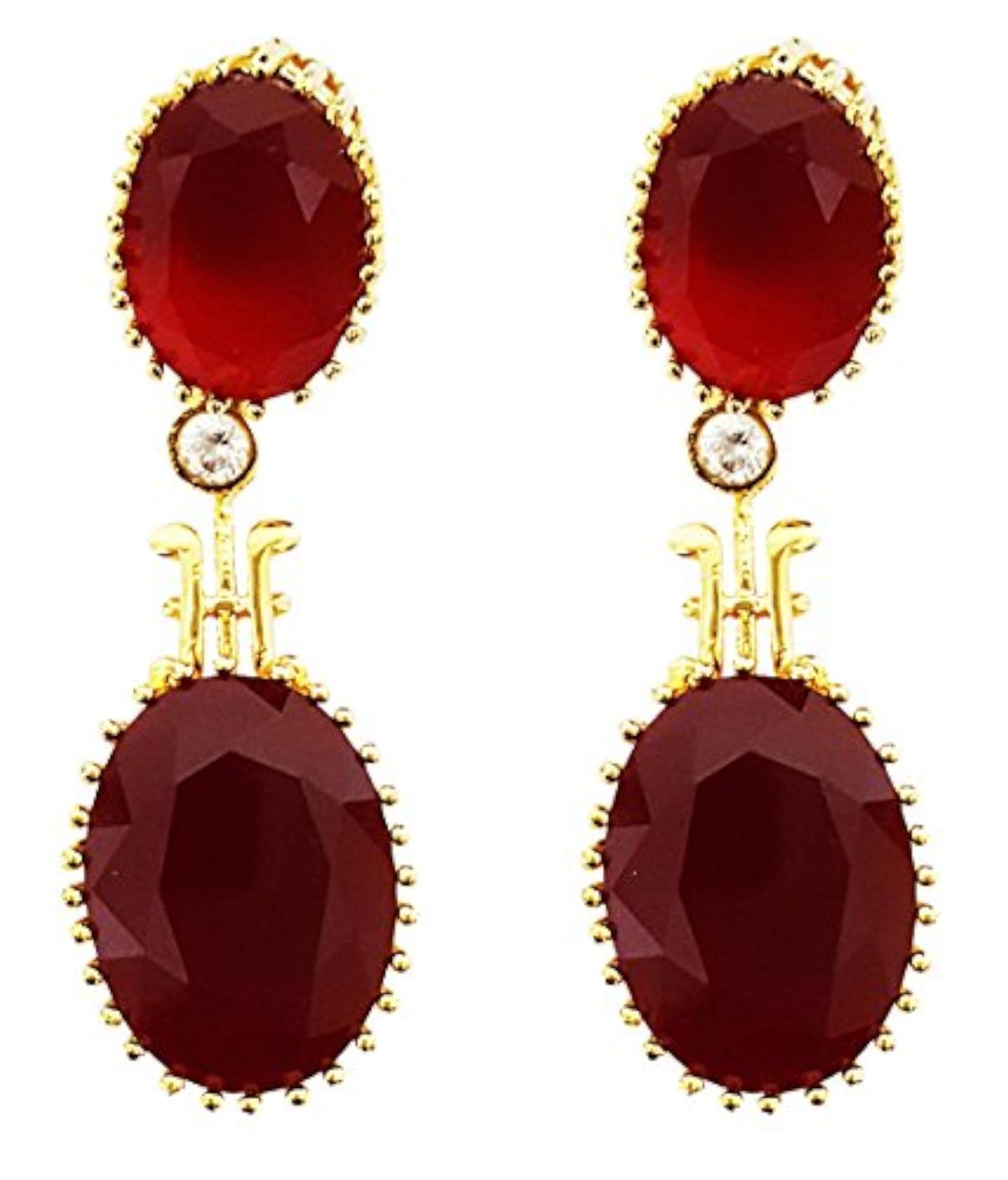 Women's Red Stone Ruby Earrings, Elegant Design