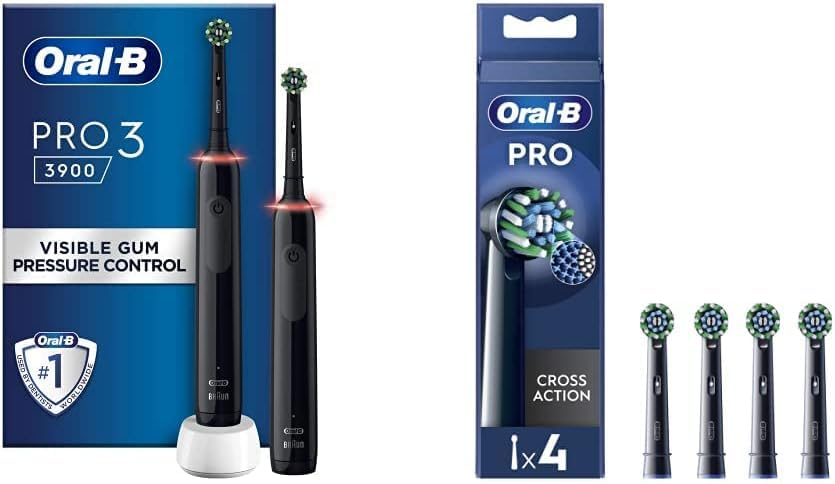 Oral-BPro 3 3900 Duo Pack (Black & Black) and Oral-B Cross Action Black 4ct